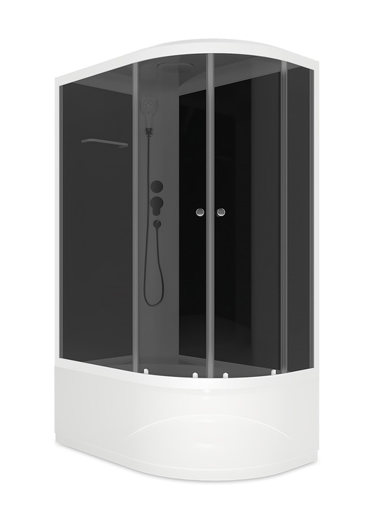 Душ кабина D-S Delight SLIM 128 high L С КОРОБКОЙ,выс под,черн стенки,стекло тонир,с