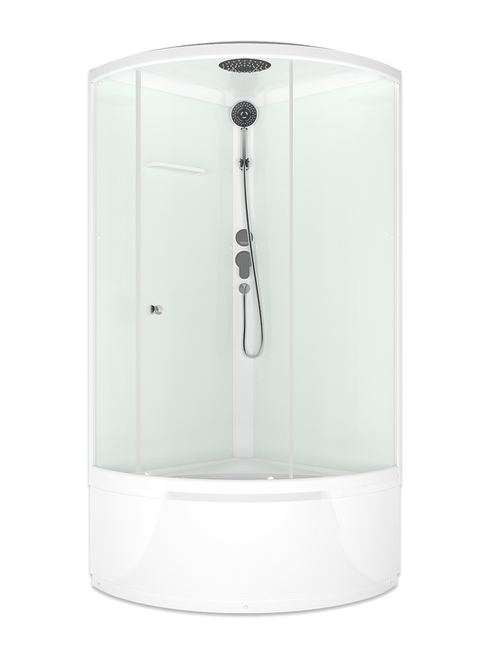 Душ кабина D-S Simple V1.2 high С КОРОБКОЙ с крыше,выс поддон,бел стенки,стекло